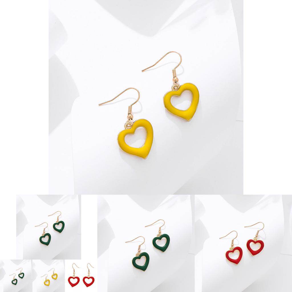 Trendy Green Heart Shaped Hollow Out Earrings For Women Summer 2022