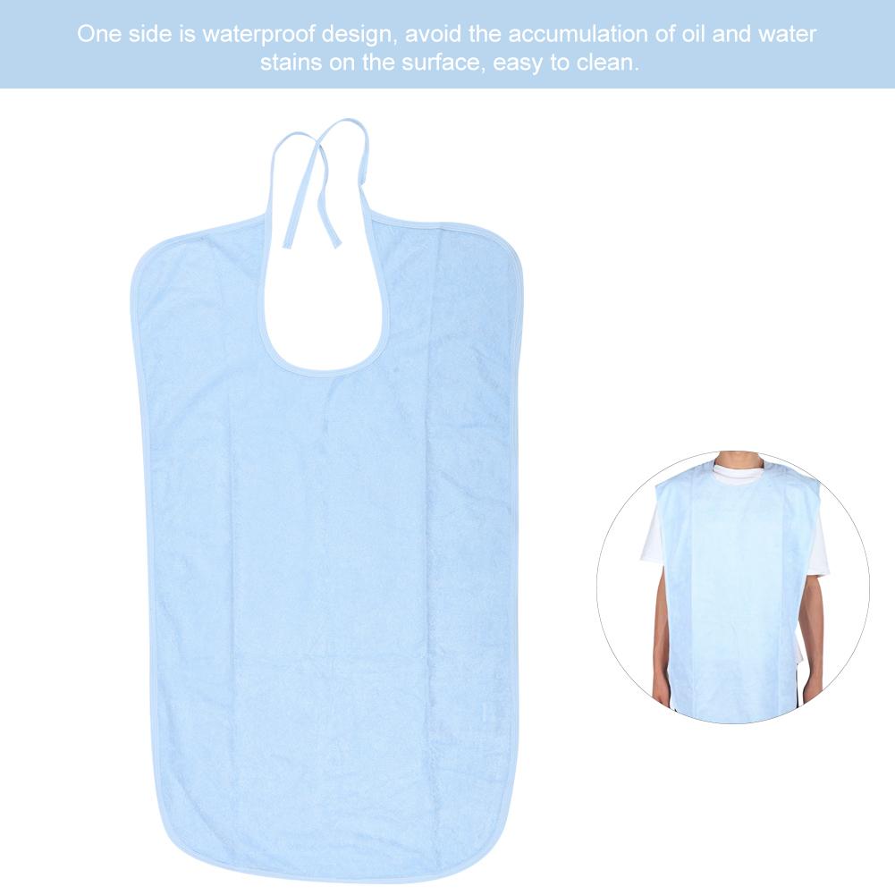 Elderly Waterproof Bib Adult Mealtime Saliva Towel Dining Apron Clothes Protector Light Blue L