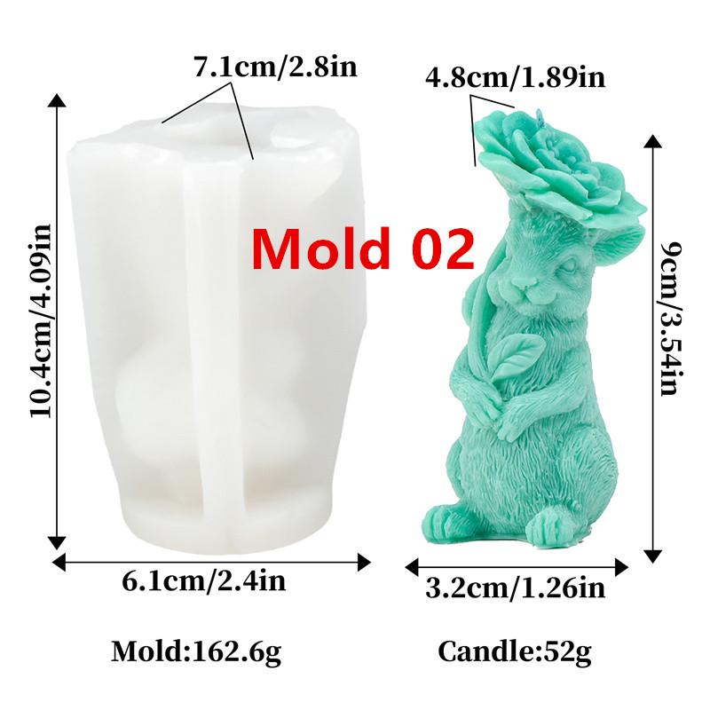 Easter Bunny Silicone Candle Mold DIY Flower Rabbit Shaped Easter Candle Gypsum Cake Mold Decorative Gifts Home Use