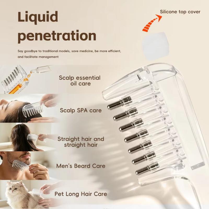 1 Stück Transparenter Ätherisches Öl Applikator Massagekamm Mit Integriertem Flüssigkeitsbehälter Rollende Metallzähne Für Frauen