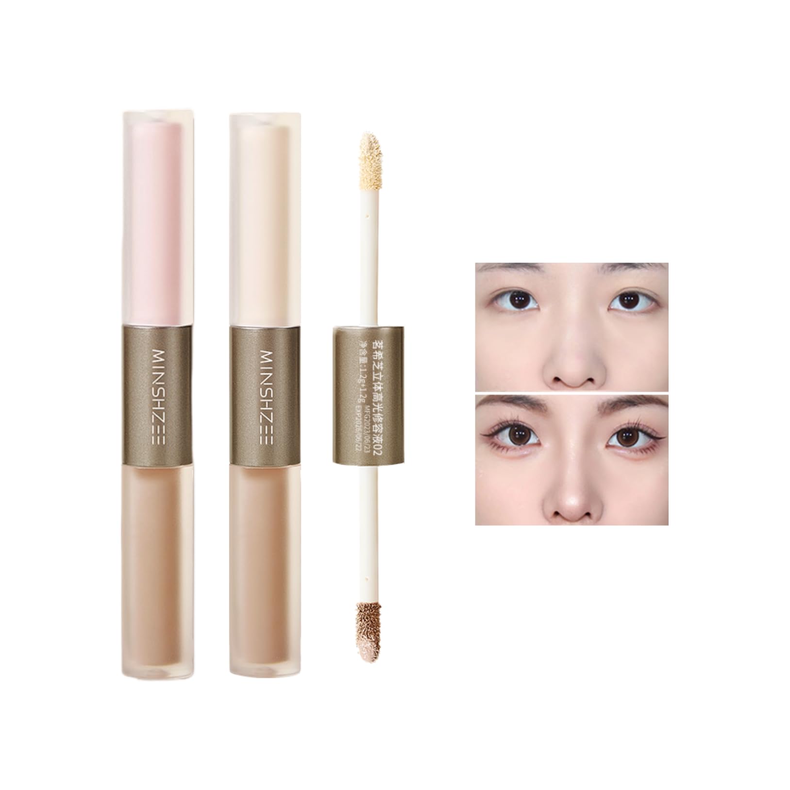 

UNYOKE Double End Liquid Highlight Stick Facial Repair Stick Nose Shadow Silhouette Facial Beauty Liquid Repair Women s Liquid-1+2