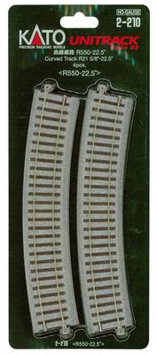 KATO HO Gauge Curved Track 4 Pieces Railway Model Supplies R550-22.5° 2-210