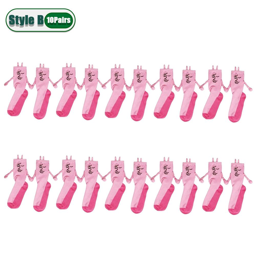 1-20Pairs Pink Bunny Magnetic Hand Holding Socks Funny Halloween Party Socks Winter Socks Pregnant Women Birthday Christmas Gift