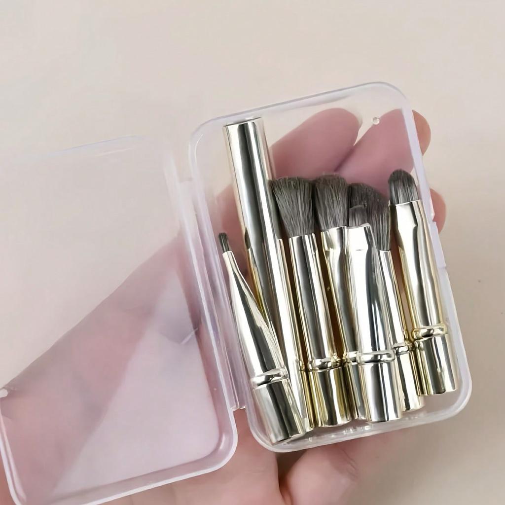 Set di 6 pennelli da trucco mini da viaggio | Tubi in alluminio staccabili, Pennelli per occhi portatili con custodia per una pulizia igienica
