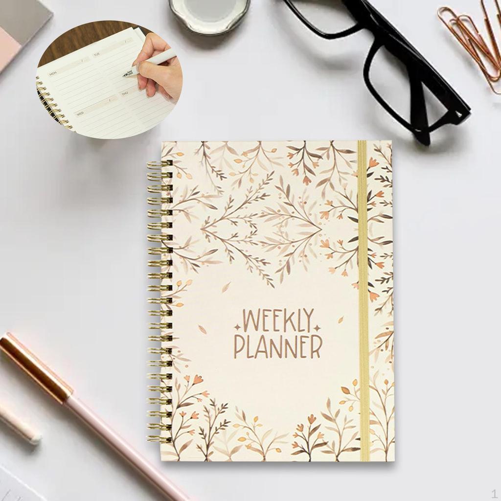 Weekly Planner Notebook Productivity Organizer 142 Pages Metal Double Coil, 71 Sheets Academic