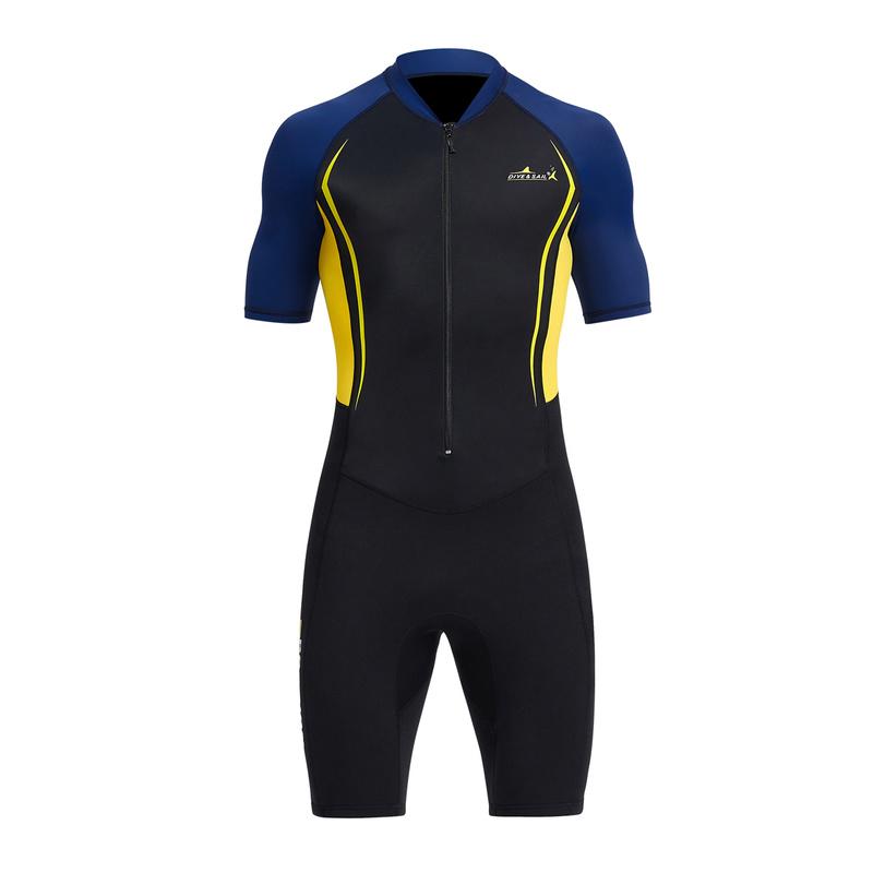 

1,5 мм неопреновый гидрокостюм для мужчин и женщин с коротким рукавом, цельный мокрый костюм для плавания, комбинезон для серфинга, рашгарды M жёлтый