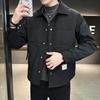 New winter men's trendy brand solid color lapel down jacket casual business down jacket shirt collar winter clothing
