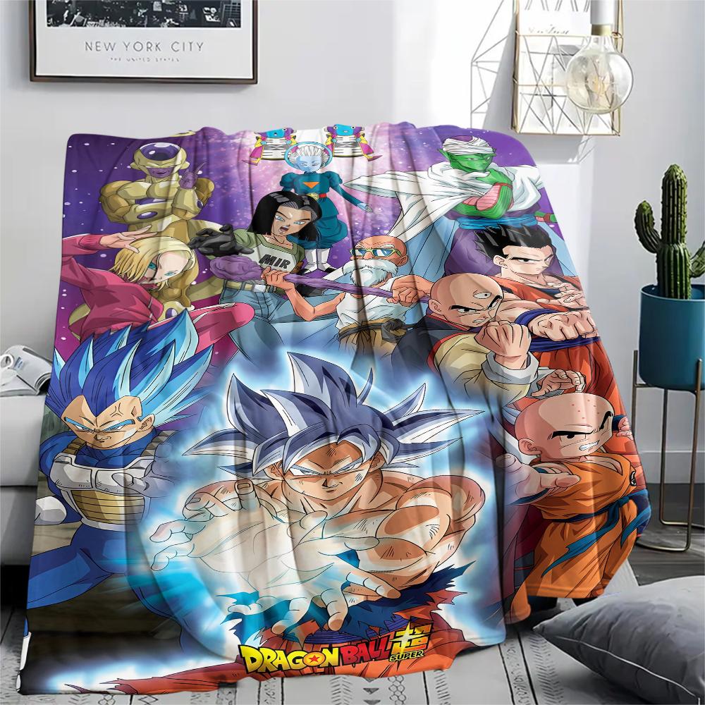 Flanelová deka s potiskem postav z Dragon Ball, Vysoce kvalitní, Pohodlná pro všechna roční období, Domácí dekorace, Teplo a pohodlí, Perfektní jako vánoční dárky