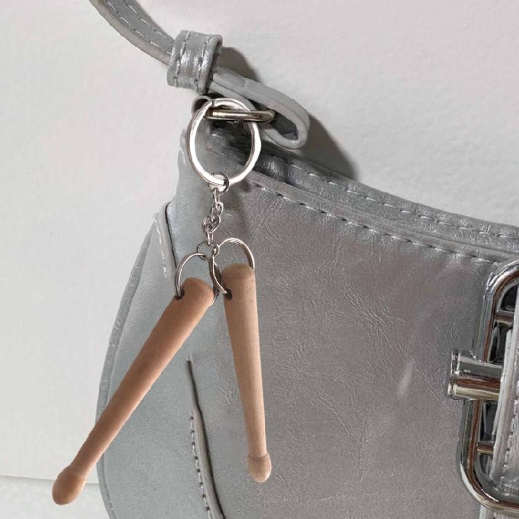 Multipurpose Small Drumstick Keychains In Sturdy Wood Materials Convenient Decoration for Stylish Accessory and Gifts