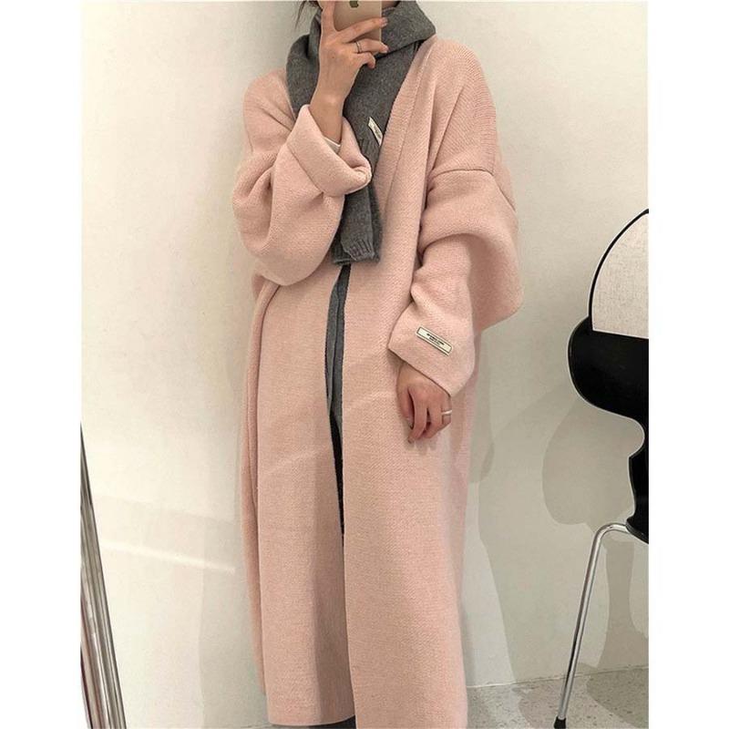 

Ленивый ветер свитер свободный вязаный кардиган длинный кардиган куртка женский осенне-зимний новый утолщенное пальто One Size