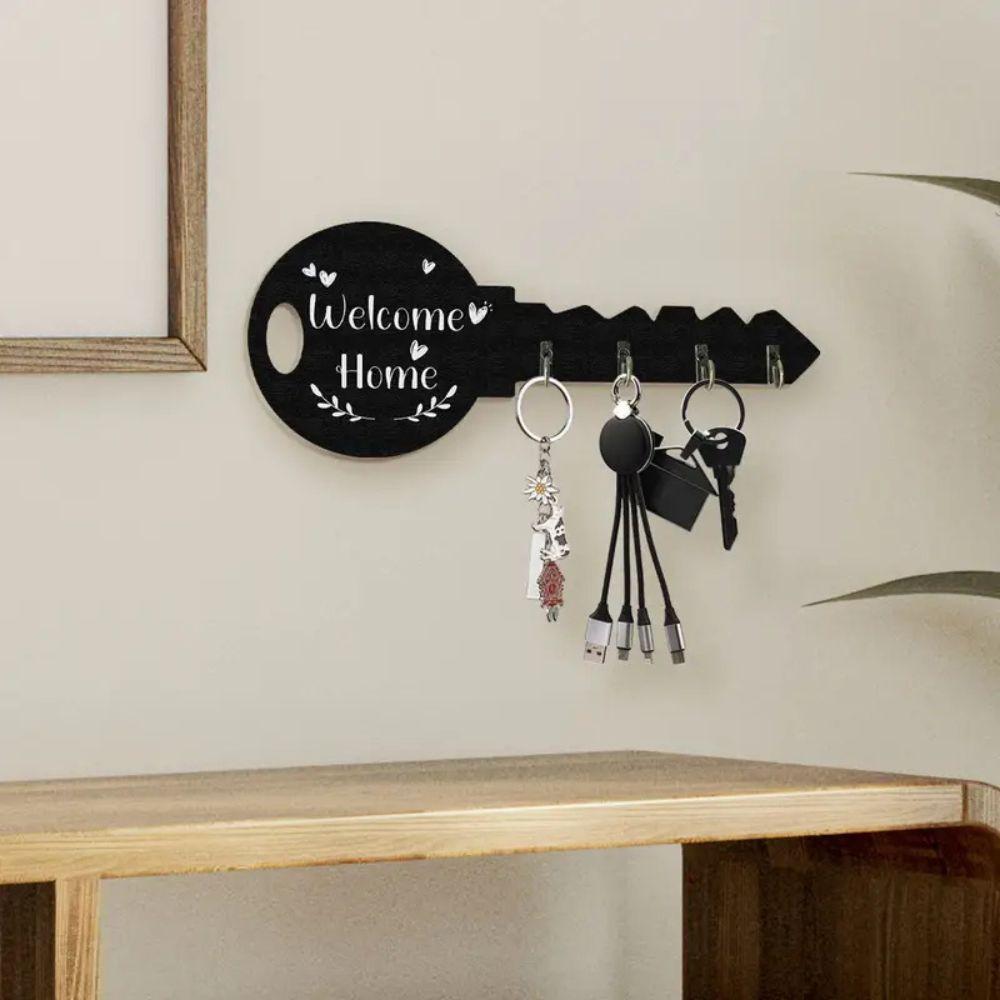 Bohemian Style Country Wooden Key Stand with Shelf and Hook  Easy To Install Space-Saving Wall Mounted Organizer for Keys Jackets and More