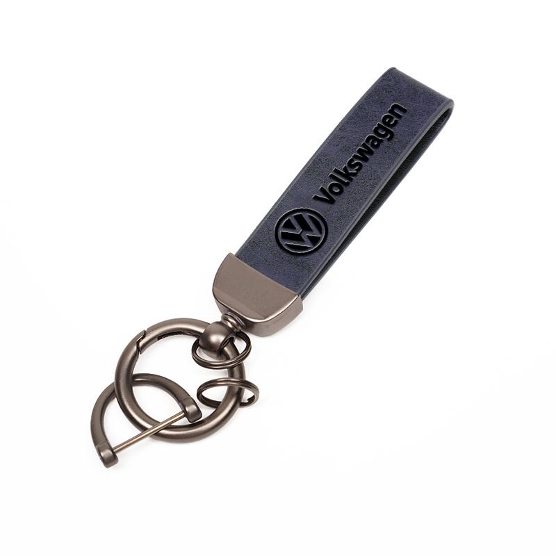 Volkswagen Car Emblem Cowhide Keychain Key Holder For VW Golf Amarok T5 Phaeton GTI Teramont ID3 Tiguan Passat b6 Key Ornaments BO0