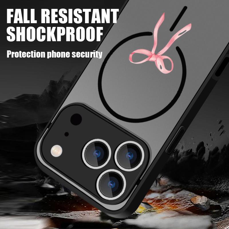Coque Magnétique Motif Laçage Rose Pour iPhone 17 17e 16e 16 15 Pro 14 13 Pro Max Pour Magsafe Coque Rigide en PC Mate Translucide
