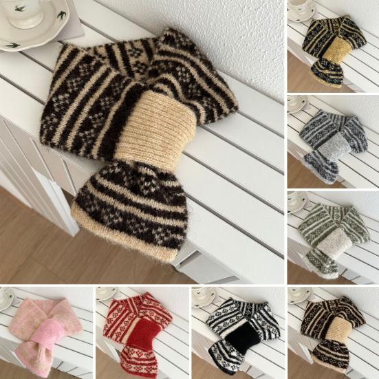 Winter Scarf Small Hole Design Thickened Warm Print Scarf Windproof Cold-Resistant Women Neck Warmer