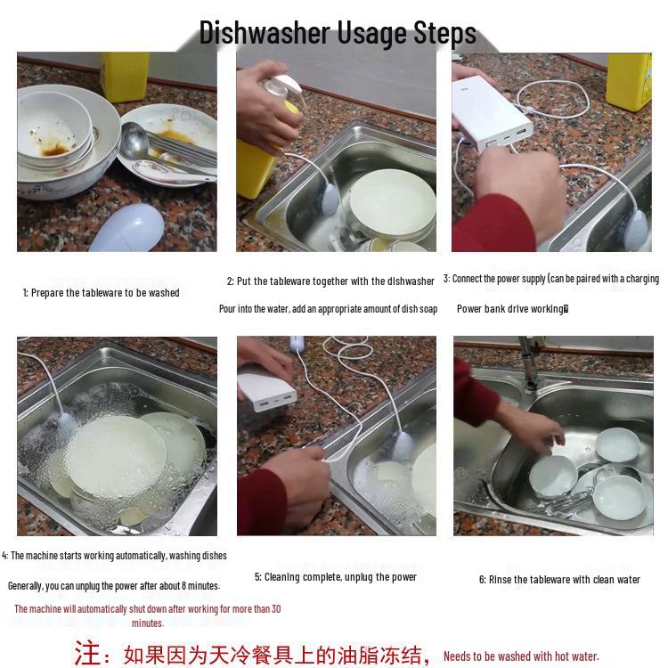 Mini Electric Dishwasher & Ultrasonic Fruit Cleaner