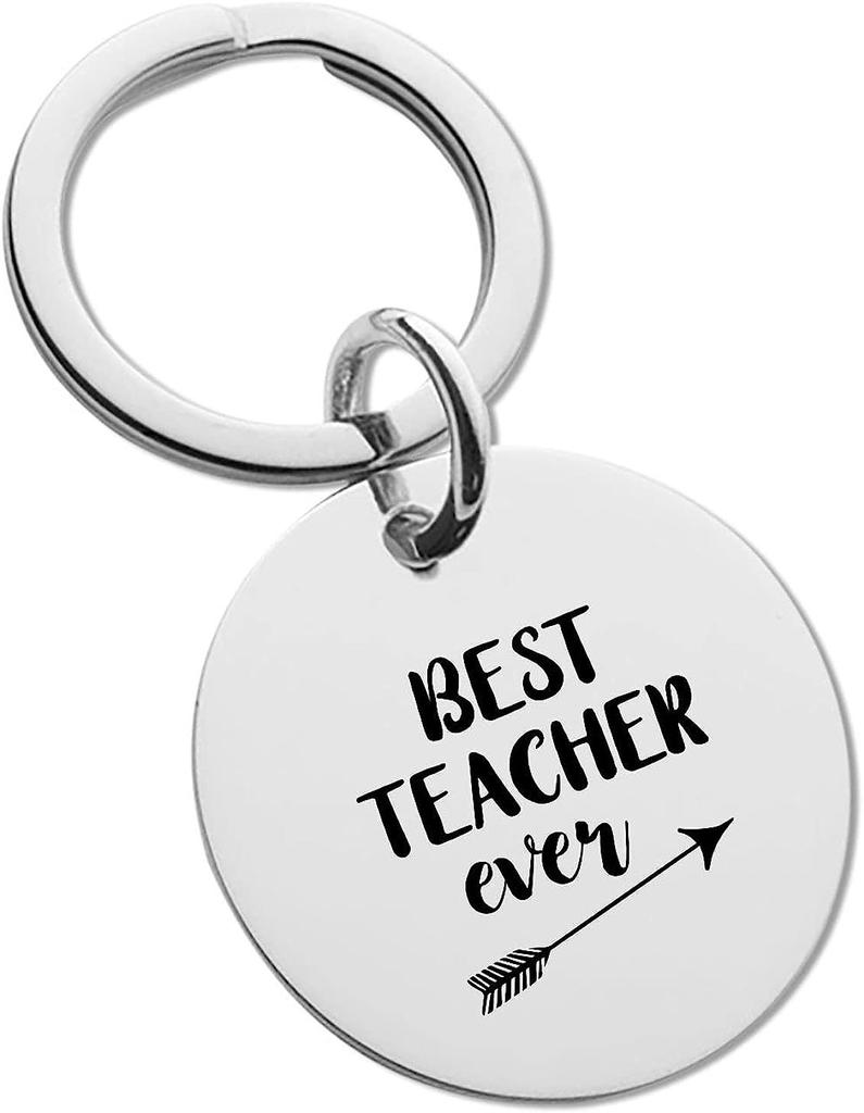 Best Teacher Ever Stainless Steel Keychain Thanksgiving Design Fashion Bag Pendant Practical Teacher's Day Appreciation Gift
