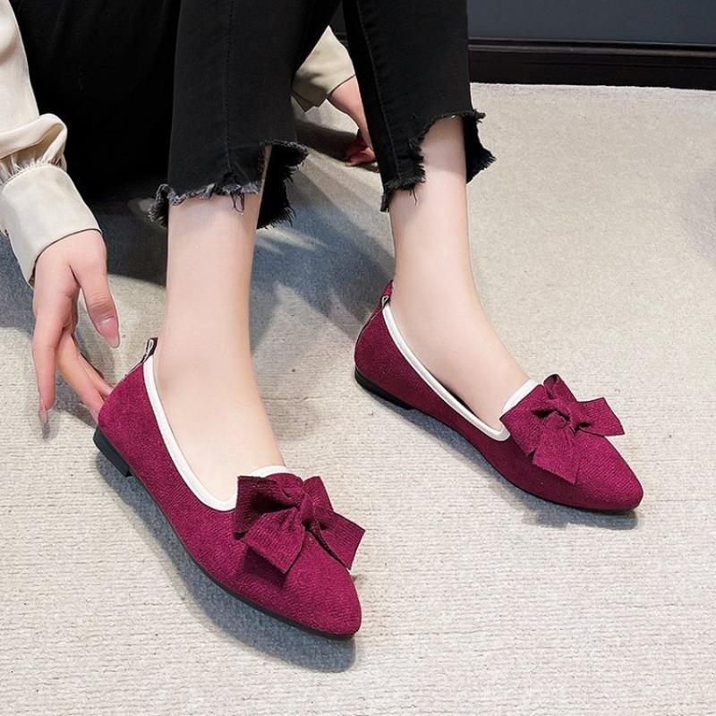 Large Size Casual Single Shoes Women's Spring Bow Fashion Outer Wear Versatile Casual Doudou Shoes