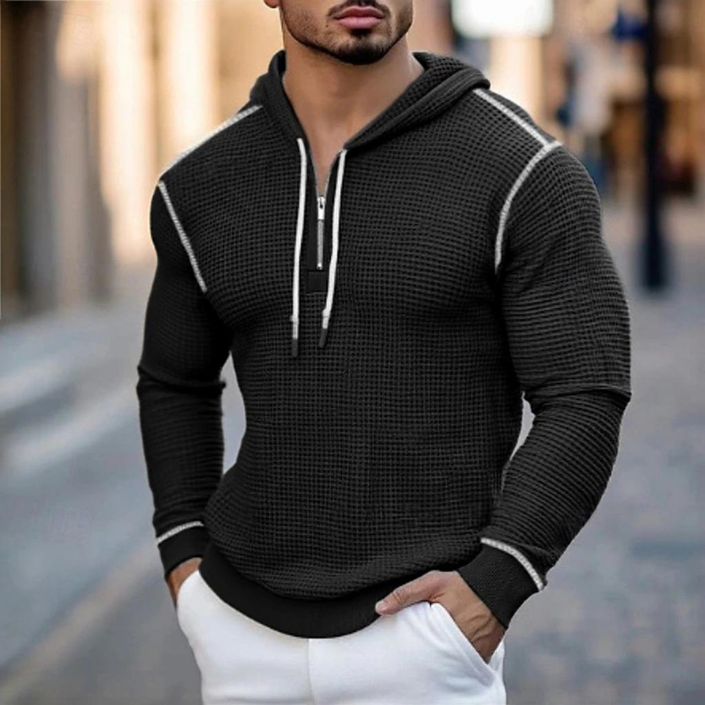 Men's Casual Fashion Sweatshirt Men's Drawstring Half Zip Hoodie