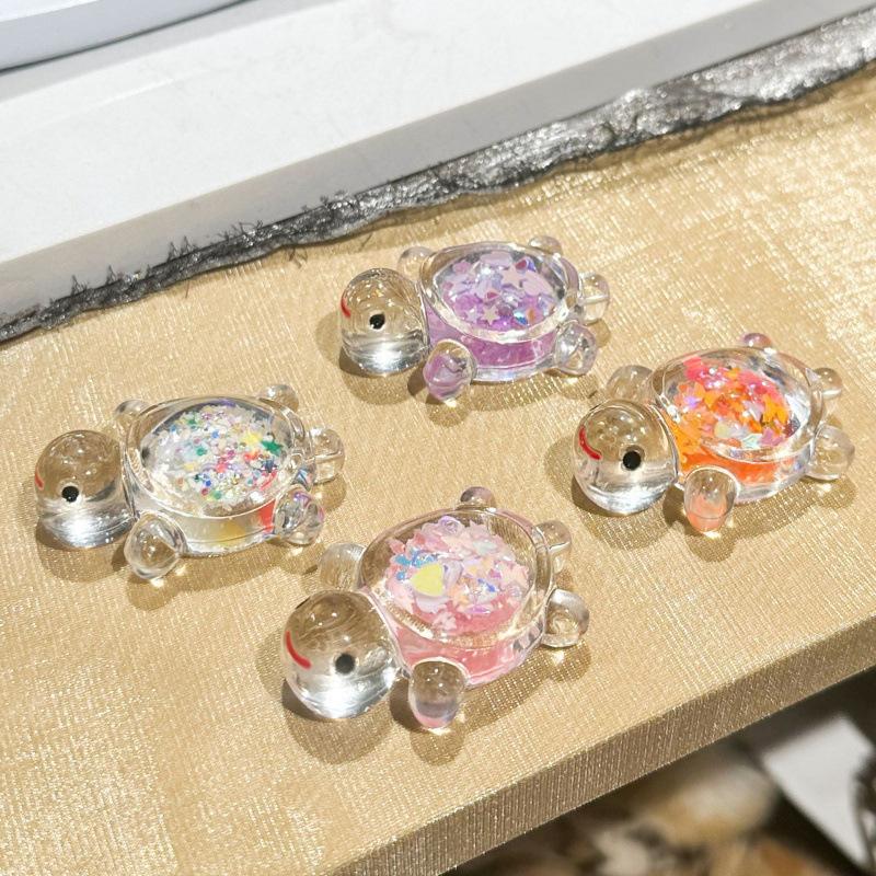 10PCS Mini Luminous Sea Turtle Statues, Marine Animal Theme Party Decorations, Garden Micro Landscapes, Pearl Crafts, DIY