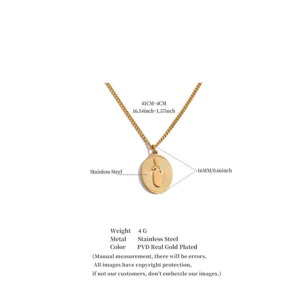 Yhpup Stainless Steel Oval Drop Necklace Stain Less Metal 18K Gold Color PVD Plated Distinctive Jewelry Wholesale