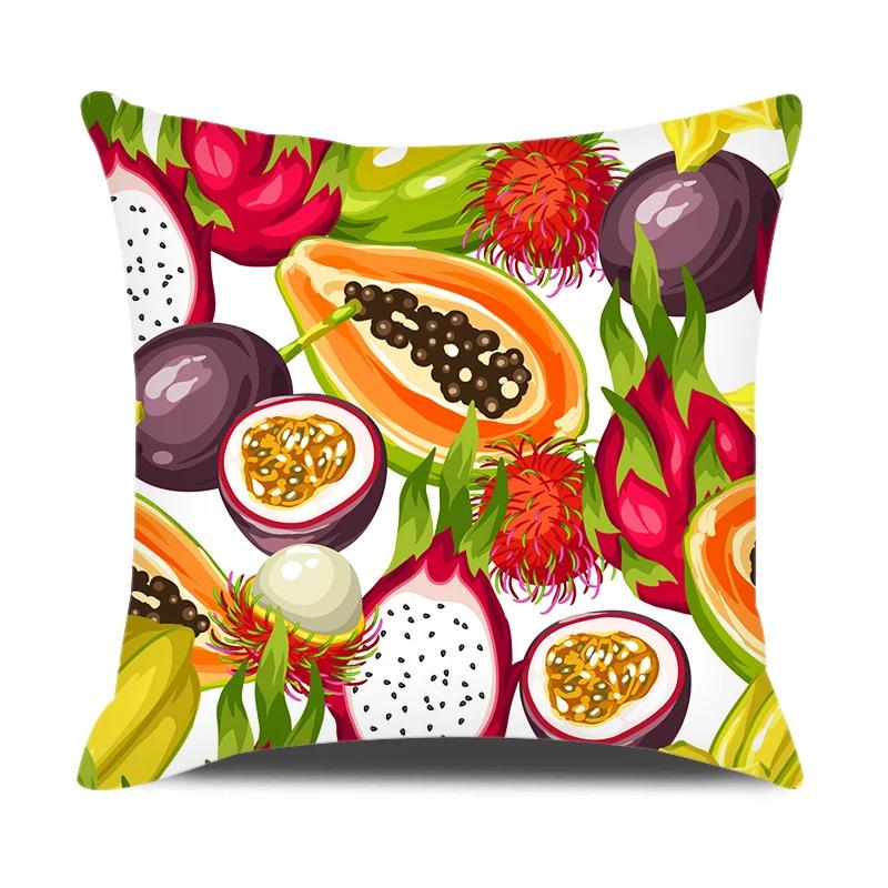 Summer Home Decor Pillow Cover 18x18 Inches Cartoon Fruits Printed Pillowcase Sofa Chair Seat Decorative Pillows Cushion Covers