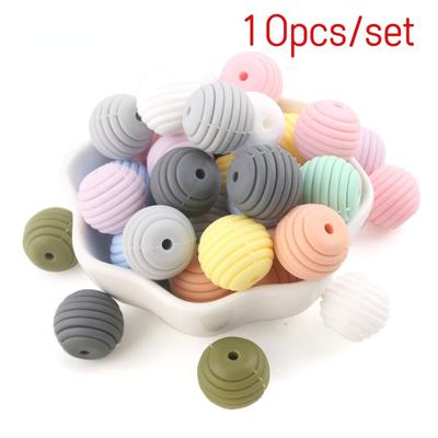 10 pz Perle di Silicone Dentizione Del Bambino Perline Rotonde A Spirale Perline Per Alimenti 15mm Perline Filettate FAI DA TE Massaggiagengive