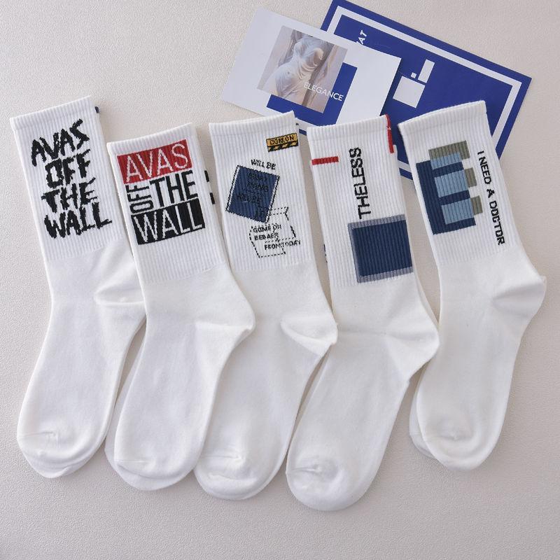 EU Style Women Cute Skater Socks Women Set Men Funny Socks Hip Hop Cotton Long Crew White Socks For US Style Fashion Socks
