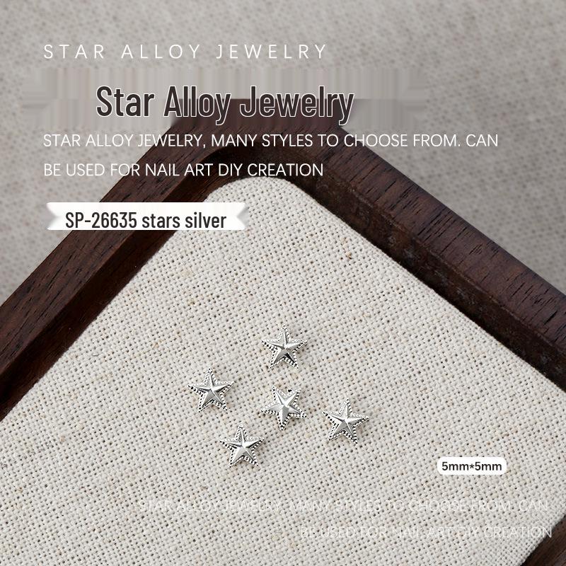 

Nail Art Rhinestone Decor: 5-Piece Metal Stars, Pentagrams & Bows