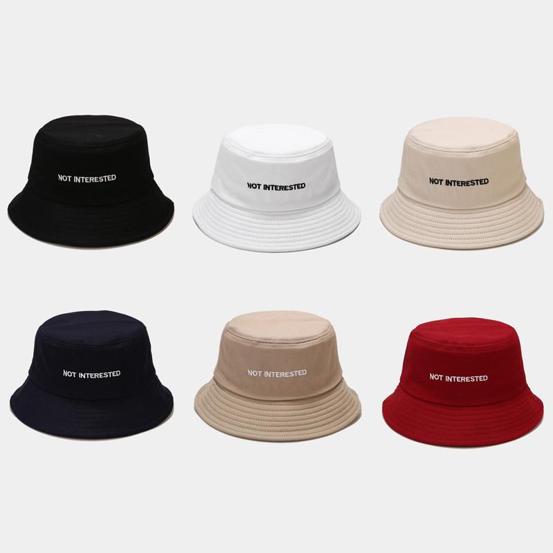 Fisherman Hat Men Women Summer Sun Protection Wide Brim With Embroidered Letters For Outdoor Activities