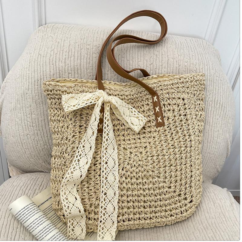 Yogodlns Eco Straw Shopping Bag For Women New Bohemian Beach Bag Large Capacity Shoulder Bag Trend Fashion Woven Handbag Tote