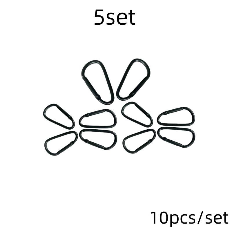 10pcs Black Aluminum Carabiner D-Ring Key Chain Clip Camping Keyring Snap Hook Outdoor Travel Kit Camping Equipment
