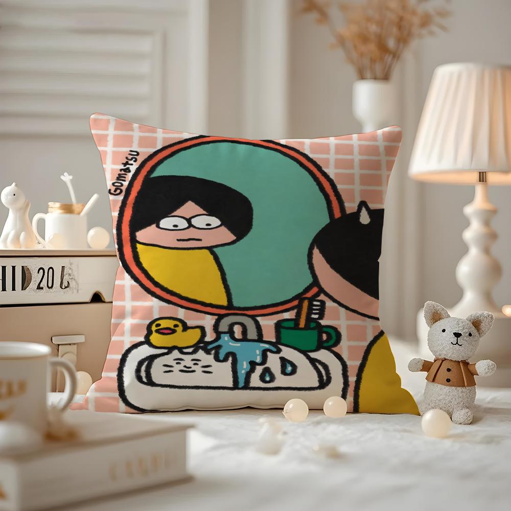 Cat Daily Life Illustrations Cushion Cover Pattern Printed Pillowcase For Living Room Sofa Cushion Cover & Bedroom Decor