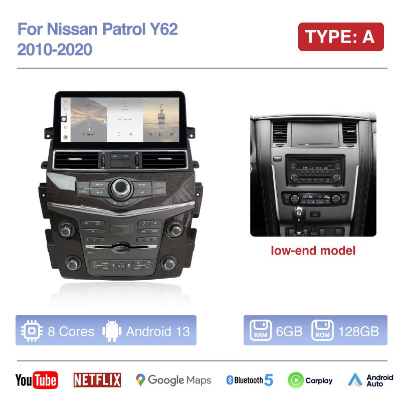 12.3 " Android13 Car Multimedia Video Player For Nissan Patrol Y62 Infiniti QX56 QX80 2010-2020 GPS Navigation CarPlay Auto 4G