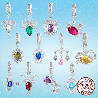 Pendentif Signes du Zodiaque Étoile Cuivre 12 Constellations Convient Fabrication Bracelet Original Pour Femme Bijoux Pendentif Mode