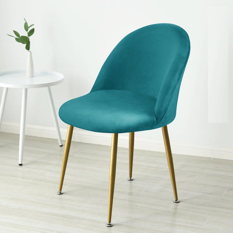 Duckbill Curved Chair Cover Velvet Fabric Super Soft Stretch Dining Chair Slipcovers Solid Color For Living Room Kitchen