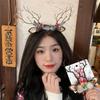 Christmas Deer Hair Clips for Women, Fairy Forest Elf Antler Headband, Fuzzy Pair Clips for Photos, Xmas Gift Accessories