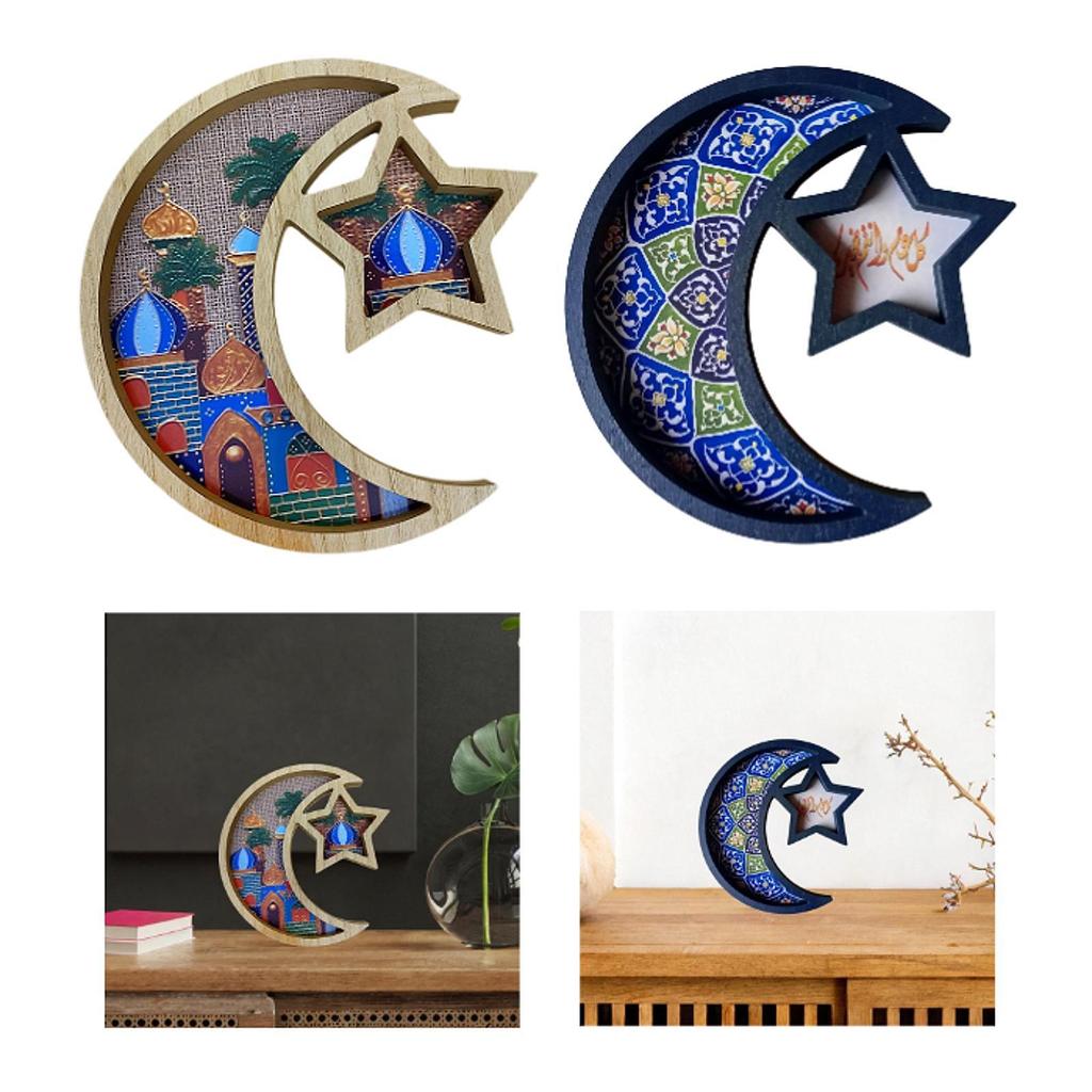 Moon Star Decorative Serving Tray Luxury Tableware Platter Ramadan Party Centerpiece for Home Decor