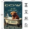 Vintage Highland Cow Metal Sign Farmhouse Wall Decor Kitchen Bar Garage