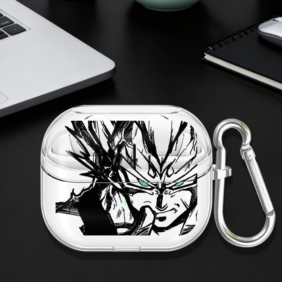 Clear Earphone Cases Cover With Hook Case For Samsung Galaxy Buds 3Pro Live 3 FE 2 4 Pro 4Pro 2Pro Dragons-Ball Gokus Vegeta