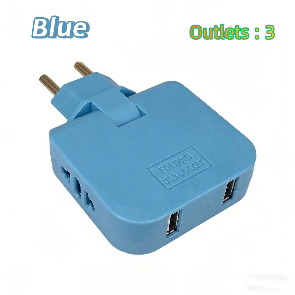 European Standard Rotating Plug Adapter – 180° Rotatable Multi-Outlet Extension Socket Cordless, Lightweight & Portable
