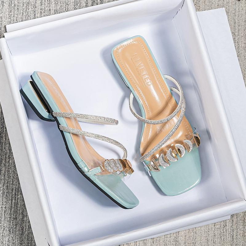 Fashion 2025 Summer New Women's Slippers Outdoor Sandals Casual Flat Shoes Stylish Metal Design Korean Style Office Wear Large Size 43