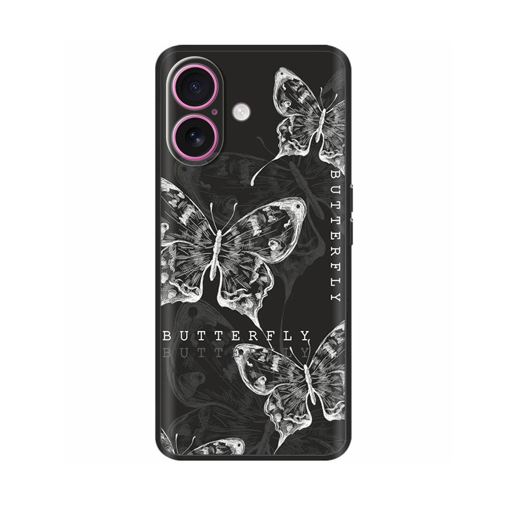Case For Apple iPhone 16 16 Pro Max Plus Heart Butterfly Full Protection Soft Liquid Silicone Cover for iPhone 16 Plus Pro Max