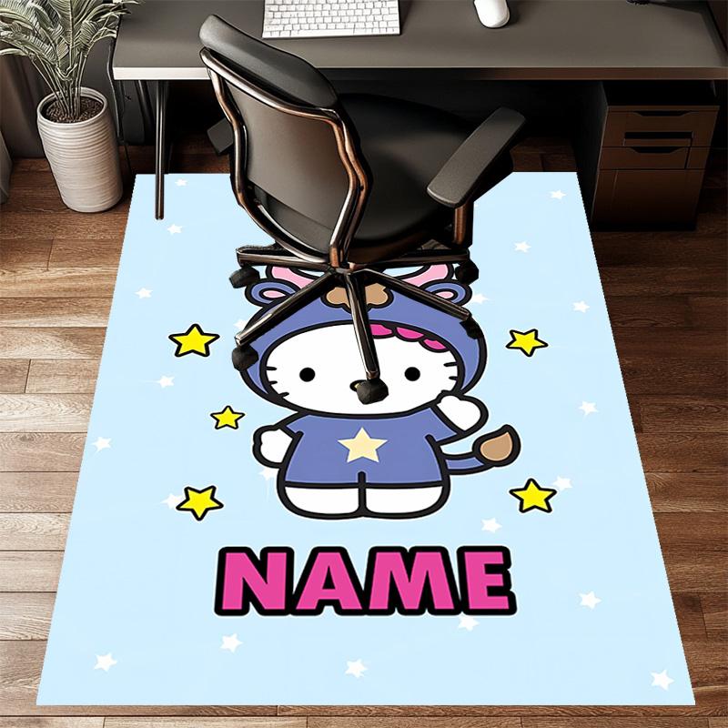Custom HelloKitty Mat Personalized Name, Polyester Washable Indoor Entryway Rug, Gift for Christmas, Easter, Thanksgiving Day