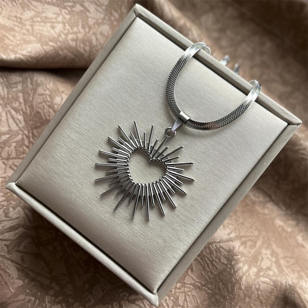 Edelstahl Übertrieben Punk Groß Rund O-förmig Anhänger Halskette Damen Herren Klobig Schlangen Klinge Kette Grunge Steampunk Schmuck