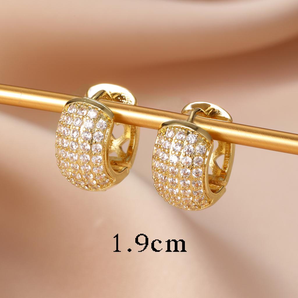 17KM Gold Color Ziron Hoop Earrings for Women Girls Retro Circle Heart Sparkling Stud Earring Set Fashion Trend Jewelry
