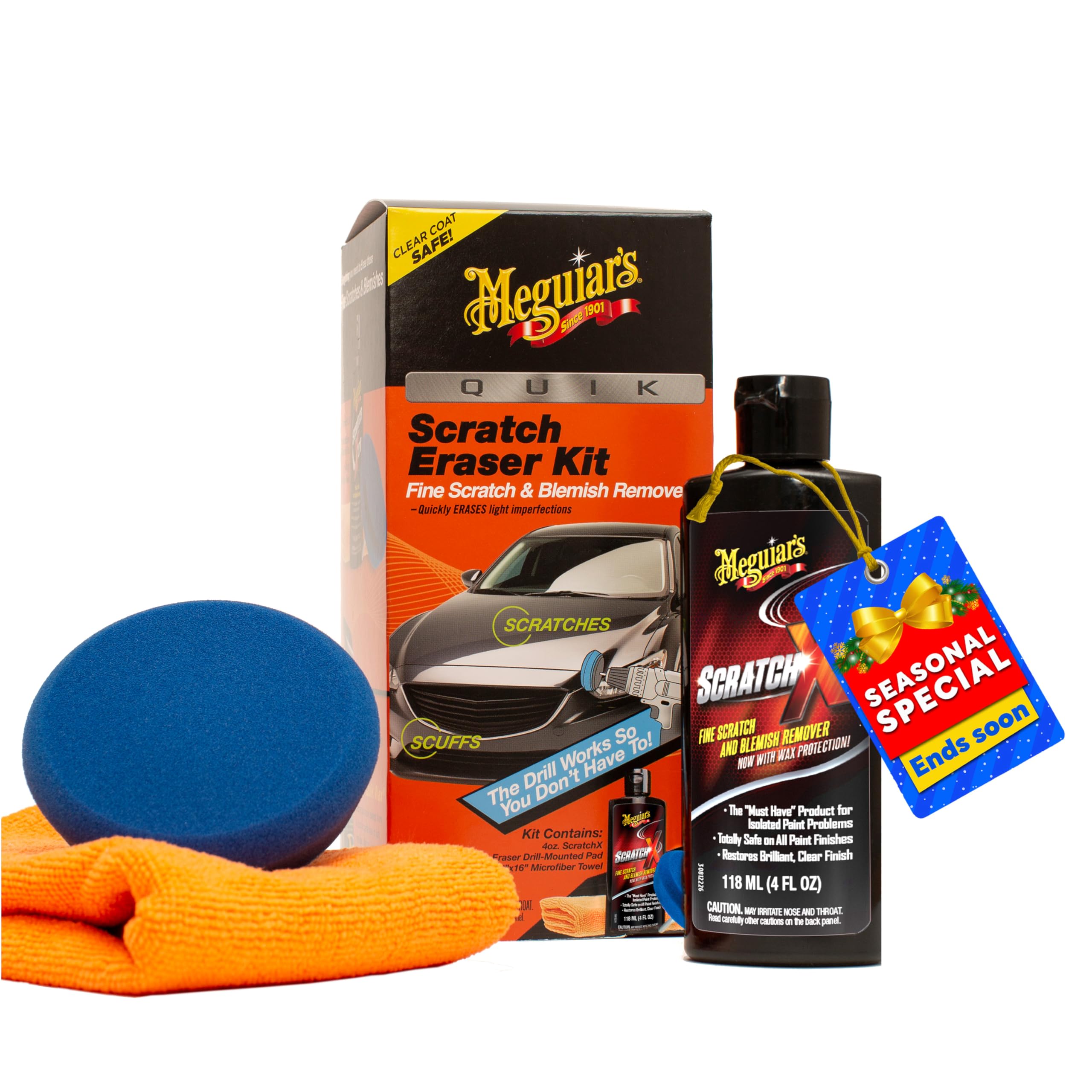 

Meguiar s Quik 4pcs Scratch Eraser Kit Car Scratch Remover Surface Scratch Repair Car 1-Pack