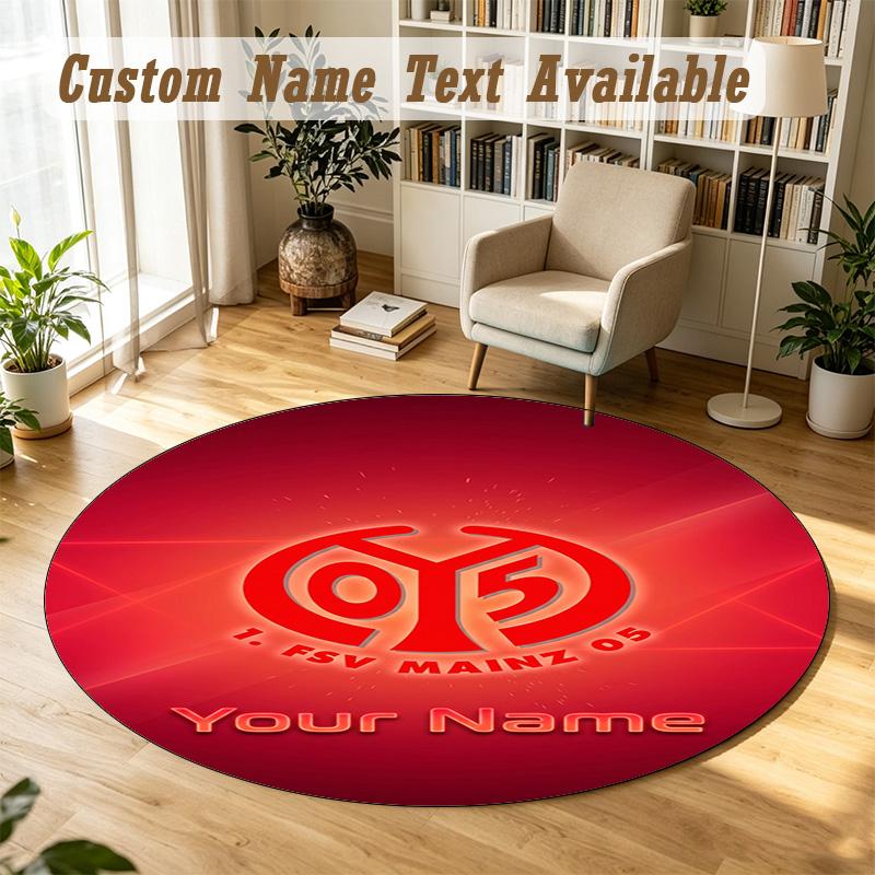 Round Rug Custom NameMainz 05 Pattern Non Slip Carpet Home Floor Decor