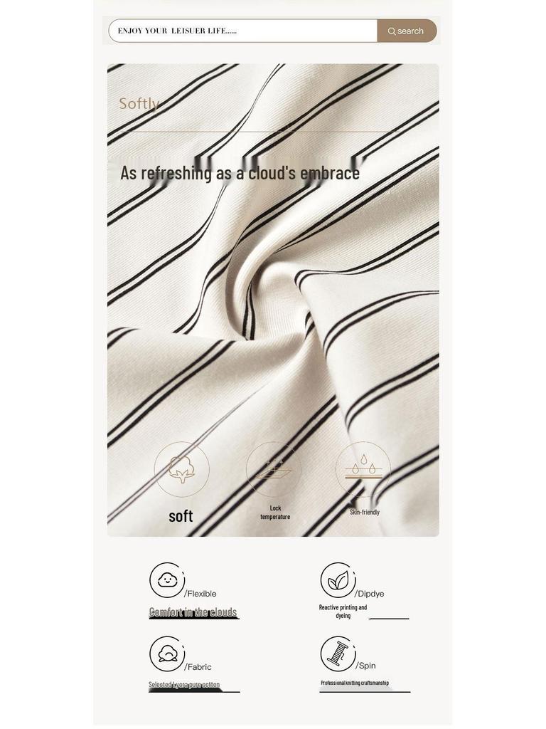 Women's Ribbed Cotton Couple Pajamas Set - Long Sleeve & Pants, Autumn Cartoon Striped Homewear, Wearable Outdoors