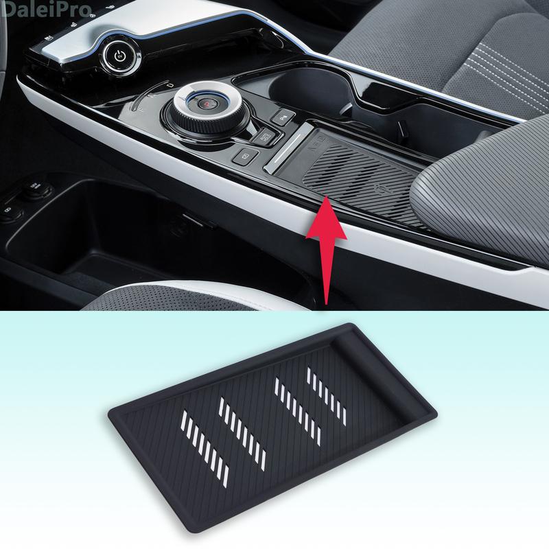 För KIA EV6 2024 Bil Trådlös Laddningsplatta Biltelefon Halkfri Mat Silikongel Reptålig Matta för EV6 Tillbehör