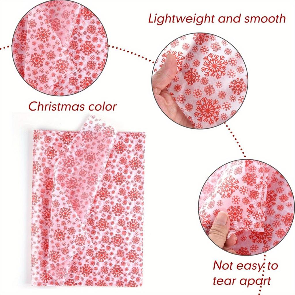 50 ark Julsnöflinga Silkespapper Röd Snöflinga Partipack 50x35cm Julpapper för DIY och Hantverk Presentpåsar Nyårsdekorationer